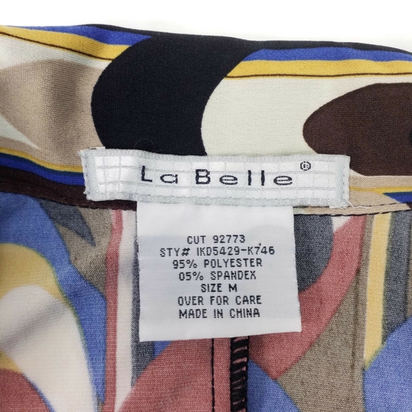 La Belle Multicolor Psychedelic Mod Print Half Sleeve Knit Wrap Dress Womens M - Picture 7 of 11